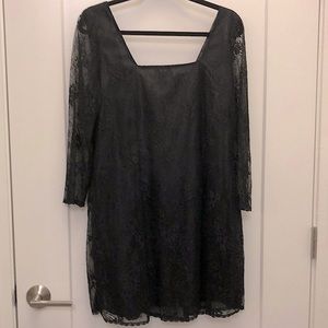Anna Sui black babydoll lace overlay dress Size 10